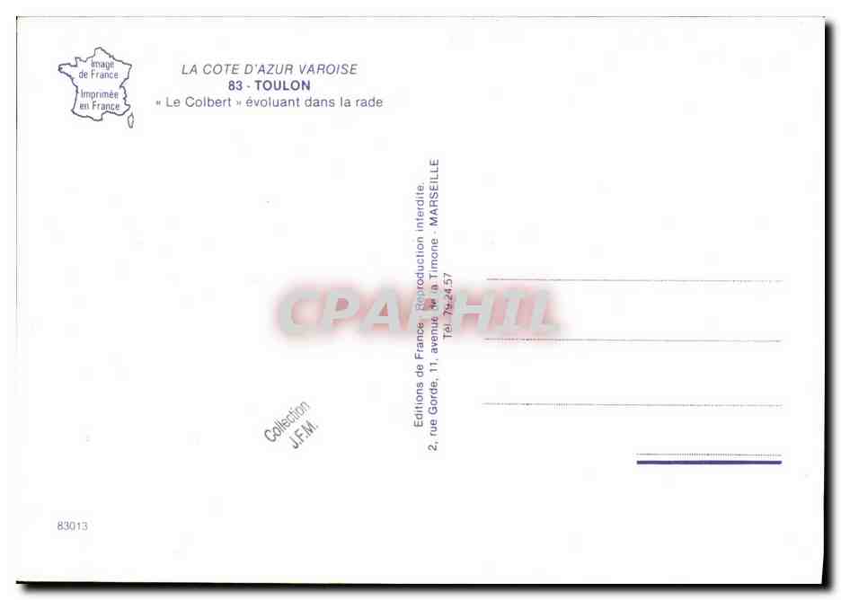 Le Colbert — dans la rade de Toulon — Éditions de France — Verso