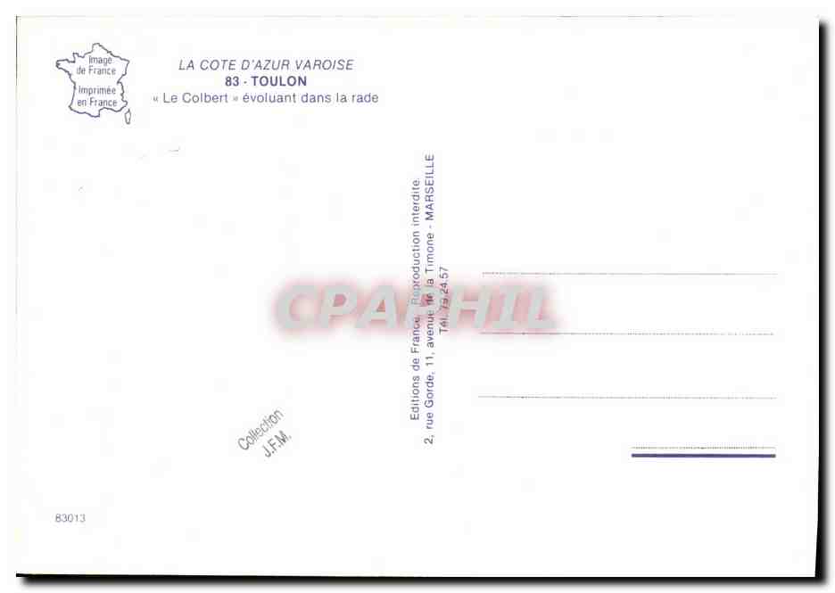 CPA Bateau Guerre La Cote d Azur Varoise Toulon — Verso