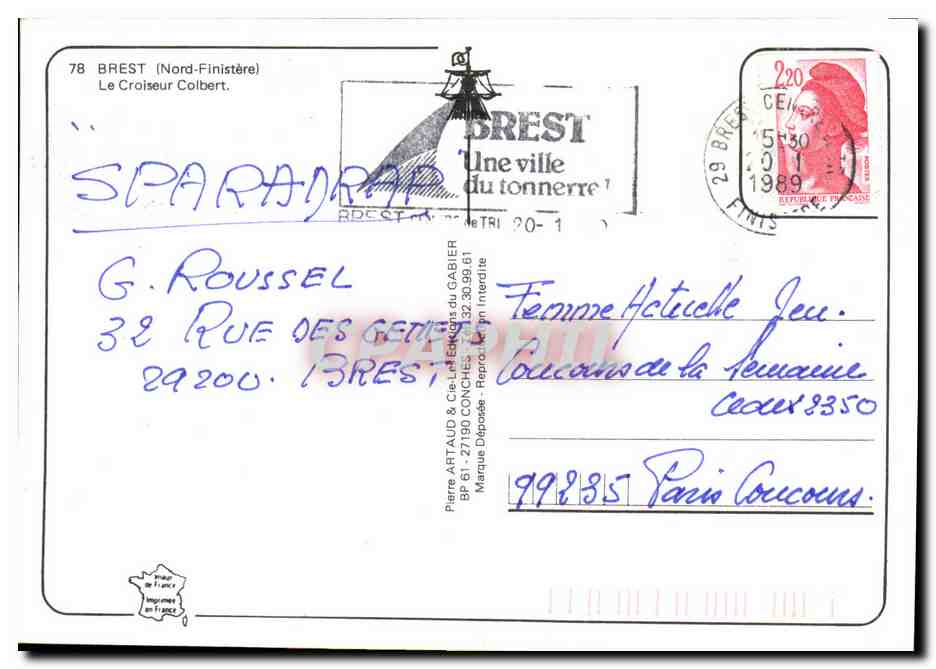 Le Croiseur Colbert — Brest — éditeur Pierre Artaud & Cie — Reverso