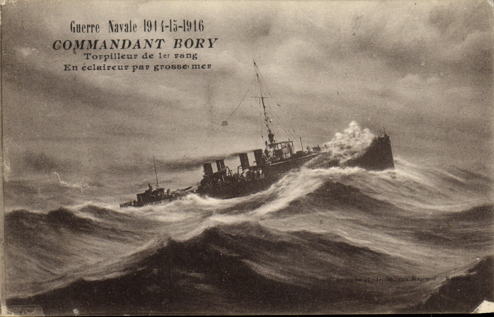 Commandant Bory — Torpilleur de 1er rang en éclaireur par grosse mer — Mazand