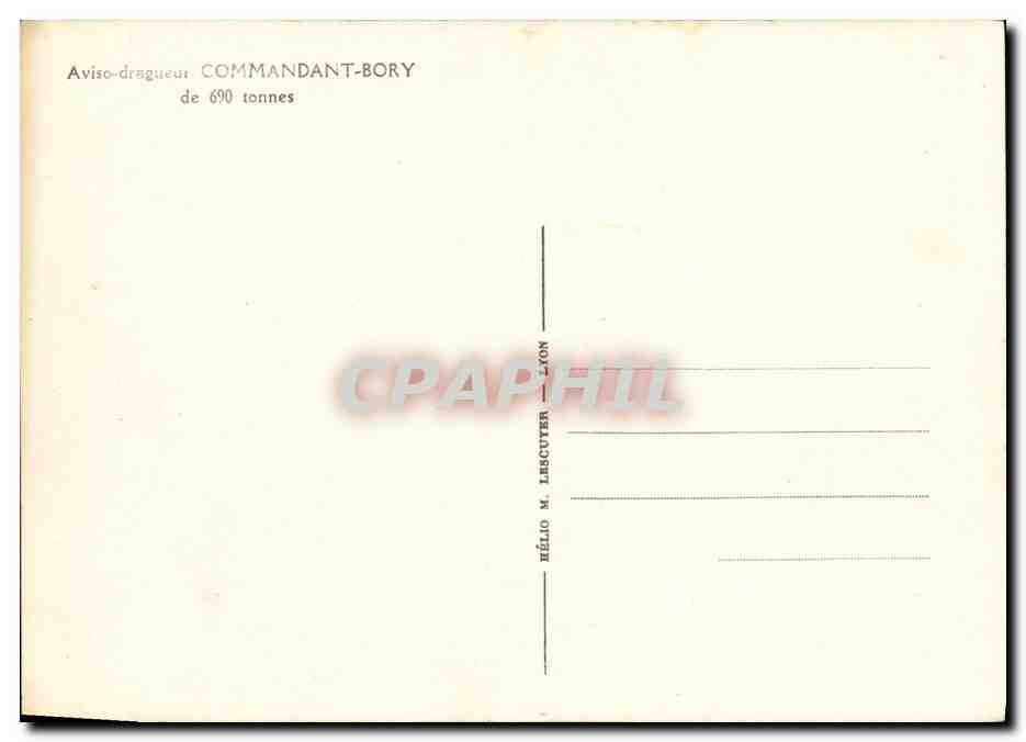 CPA Bateau Guerre Aviso Commandant Bory — Verso