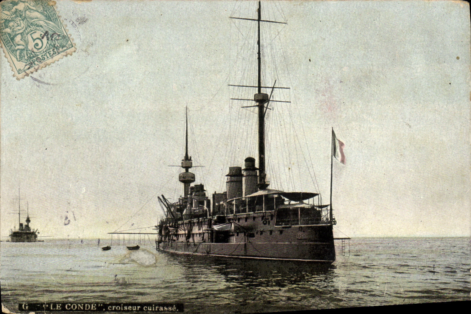 CPA Bateau Guerre Brest Le Conde Croiseur Cuirasse