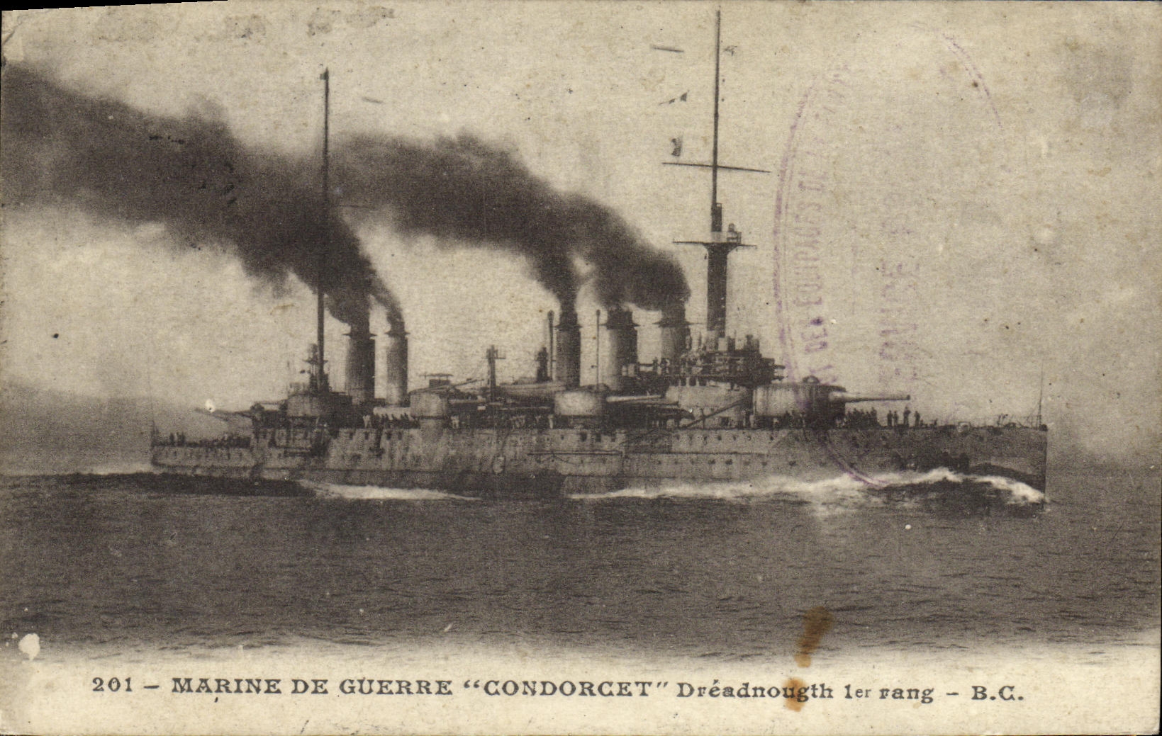 CPA Bateau Guerre Marine De Guerre Condorcet Dreadnought 1er Rang