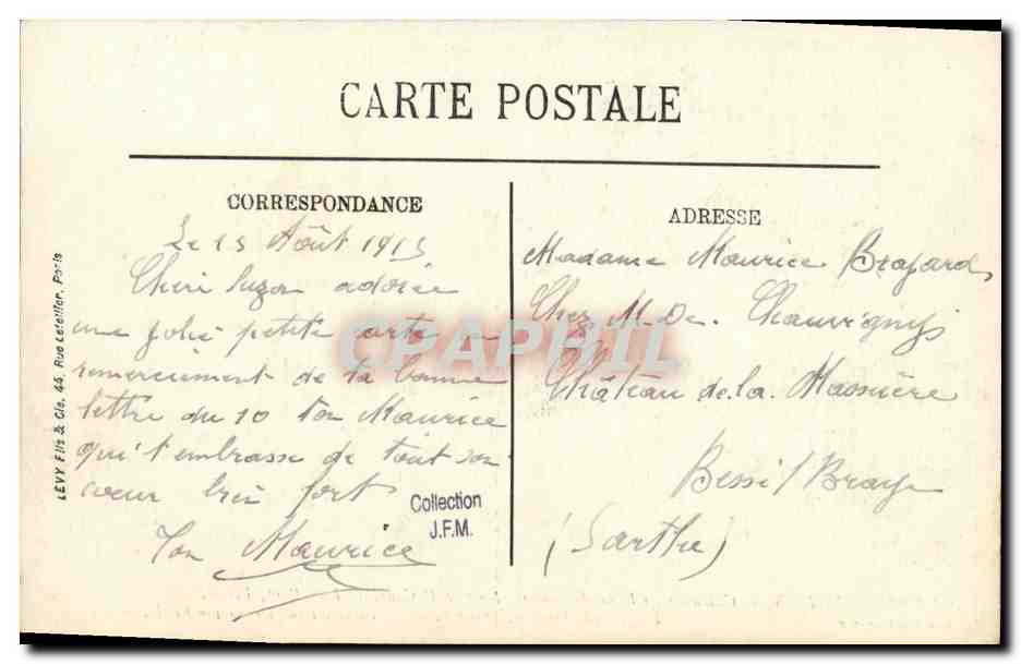 CPA Bateau Guerre Guerre Cuirasse ligne de Combat En tete Courbet Jean Bart Verite Vegniaud Danton Democarte  — Verso
