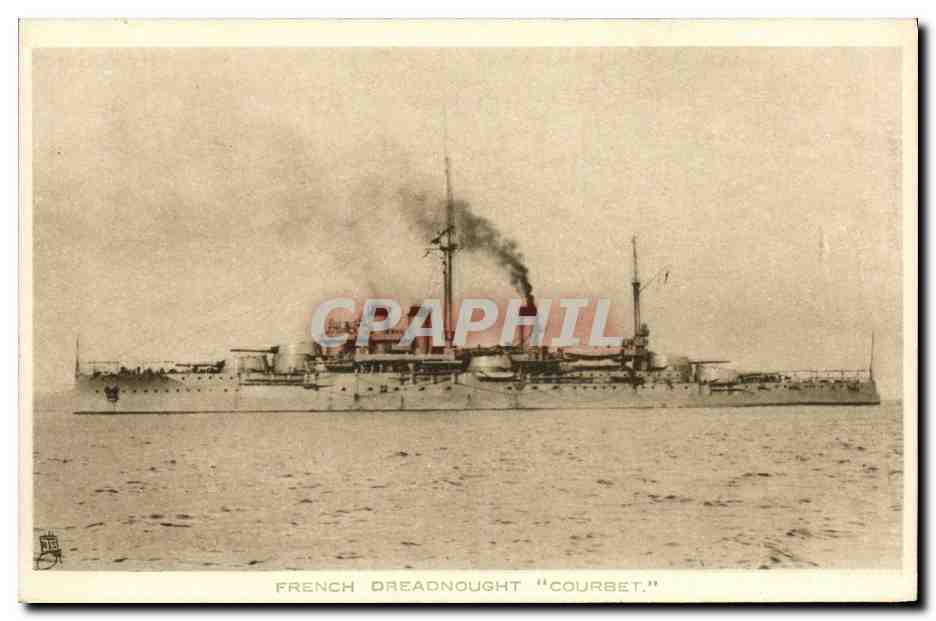 CPA Bateau Guerre French Dreadnought Courbet