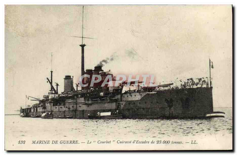 Marine de Guerre — Le "Courbet" Cuirassé d'Escadre de 23.000 tonnes — LL.