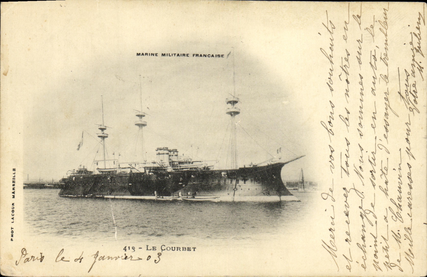CPA Bateau Guerre Courbet
