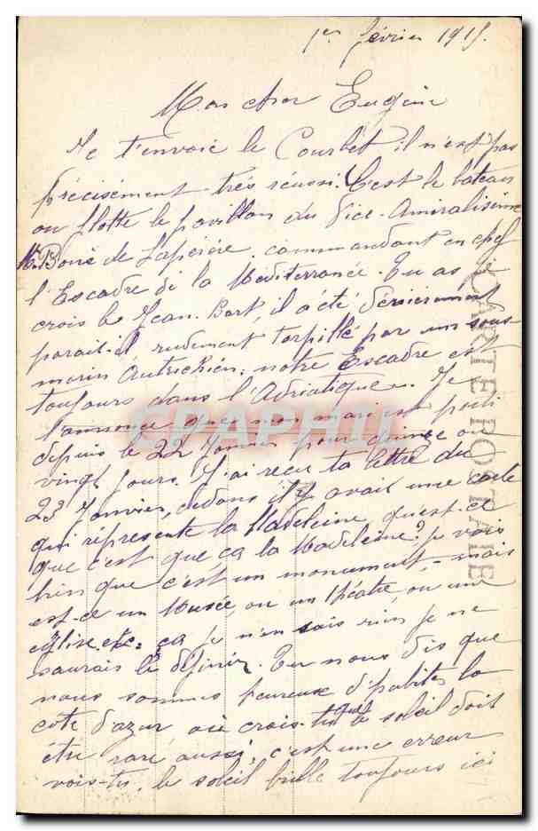 CPA Bateau Guerre Marine De Guerre Courbet Dreadnougth — Rückseite