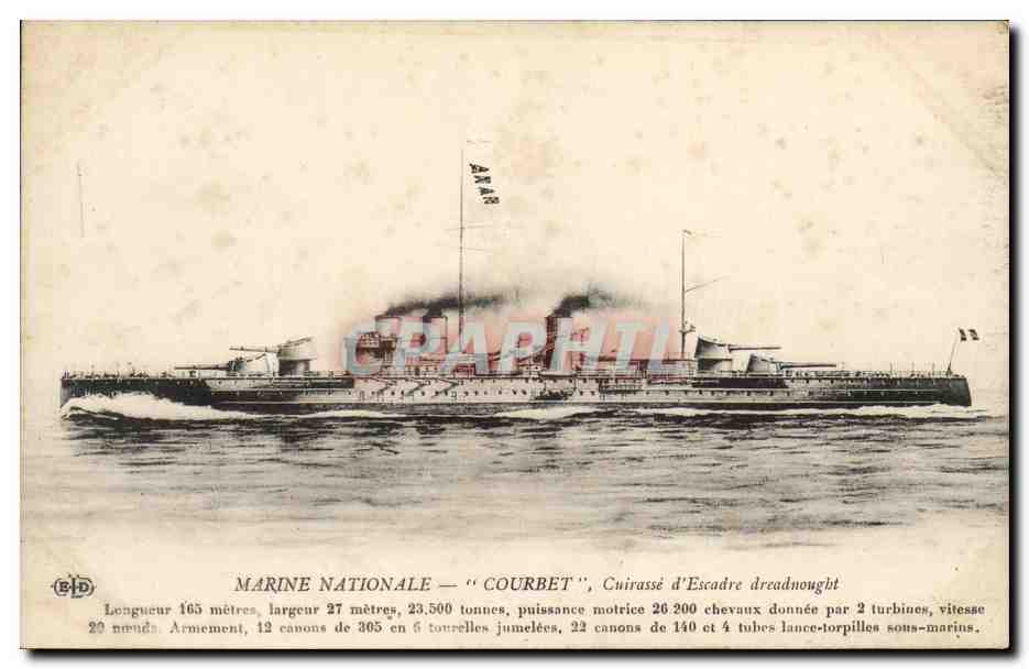 CPA Bateau Guerre Marine De Guerre Courbet Cuirasse d Escadre