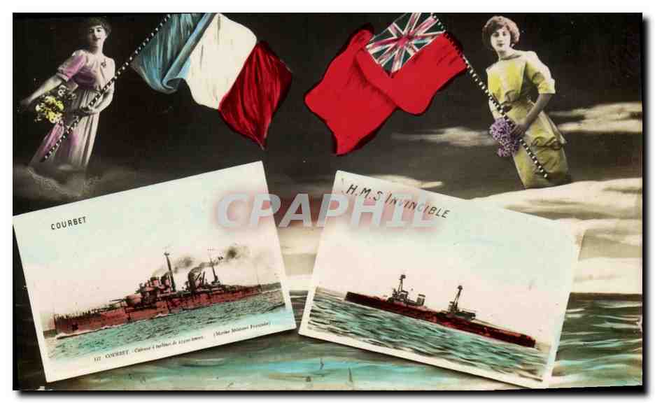 CPA Bateau Guerre Le Courbet HMS Invincible