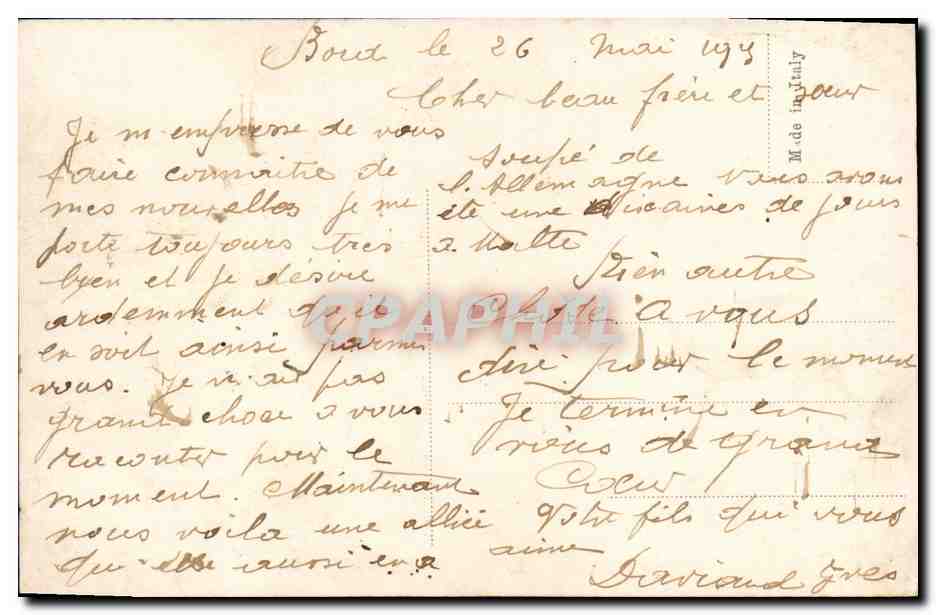 CPA Bateau Guerre Le Courbet HMS Invincible — Verso