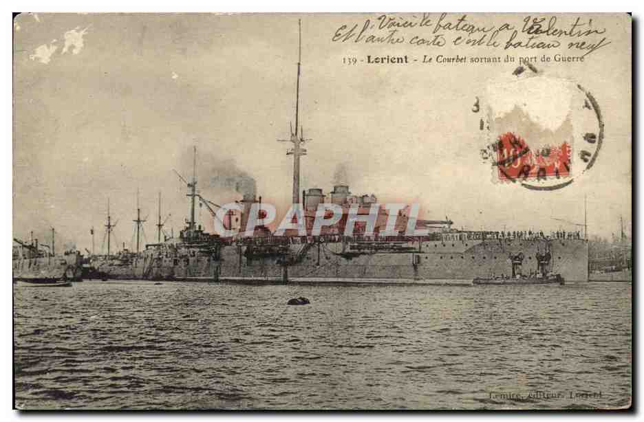 CPA Bateau Guerre Lerient Le Courbet