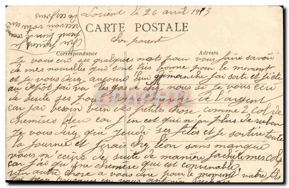 CPA Bateau Guerre Lerient Le Courbet — Verso