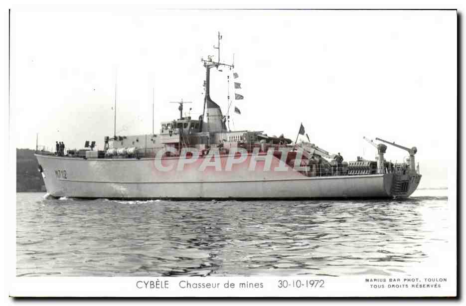 CPM Bateau Guerre Cybele Chasseus de Mines 1972