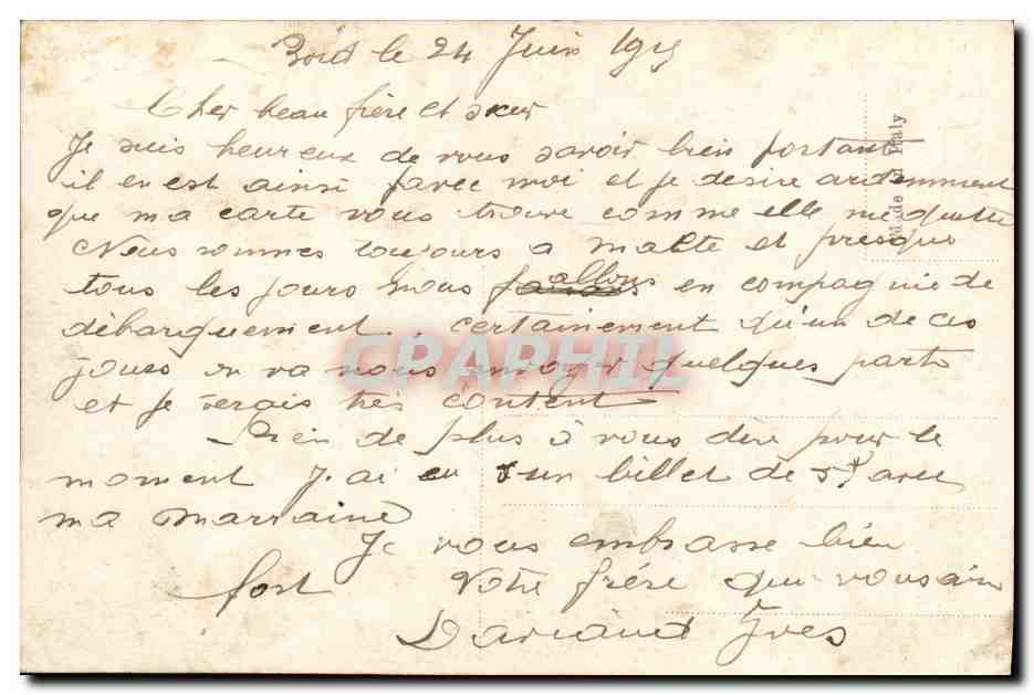 CPA Bateau Guerre Danton HMS Indefatigable Malte  — Verso
