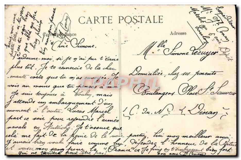 CPA Bateau Guerre Marine De Guerre Le Danton Cuirasse d escare — Verso