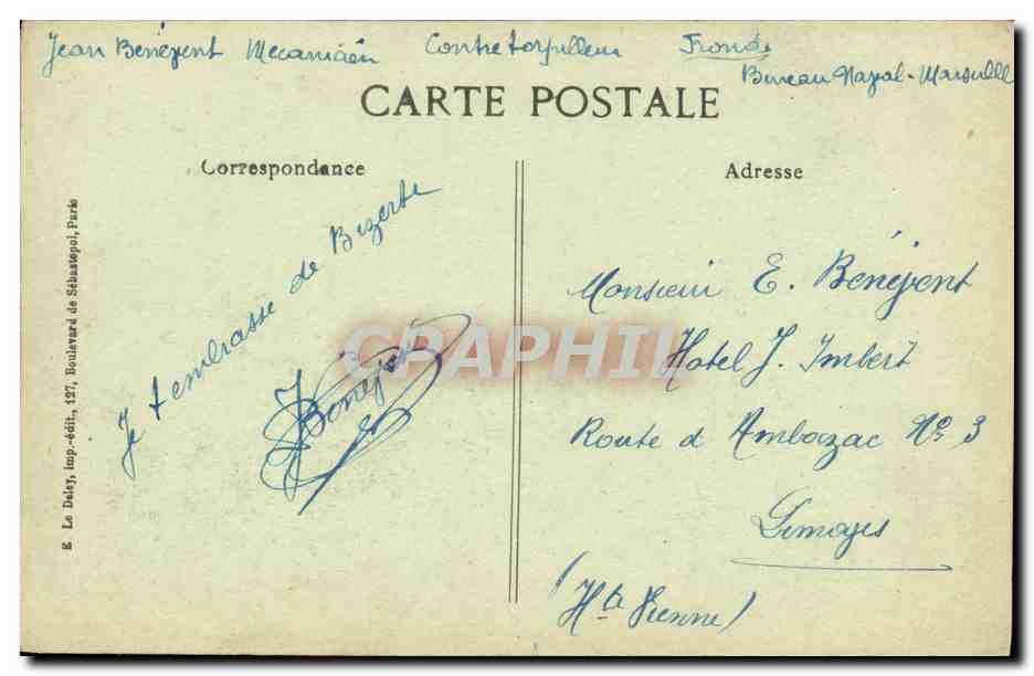 Le cuirassé "Danton" torpillé, le 19 mars 1917, en Méditerranée — Éditeur Le Daley, imp.édit., Paris — Reverso