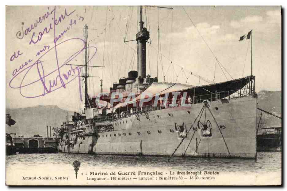 CPA Bateau Guerre Marine de Guerre Francaise Le Dreadnought Danton