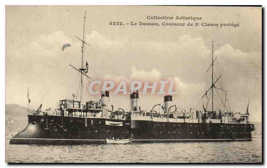 CPA Bateau Guerre Collection Artistique Le Dassas Croiseur de 2eme Classe Protege