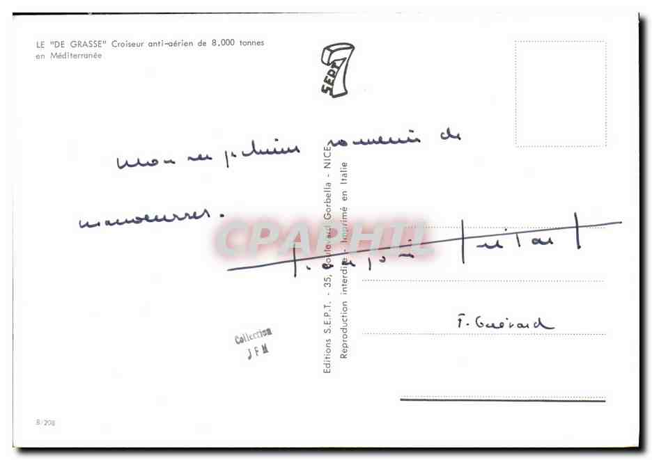 CPM Bateau Guerre De Grasse Croiseur anti aerien — Verso