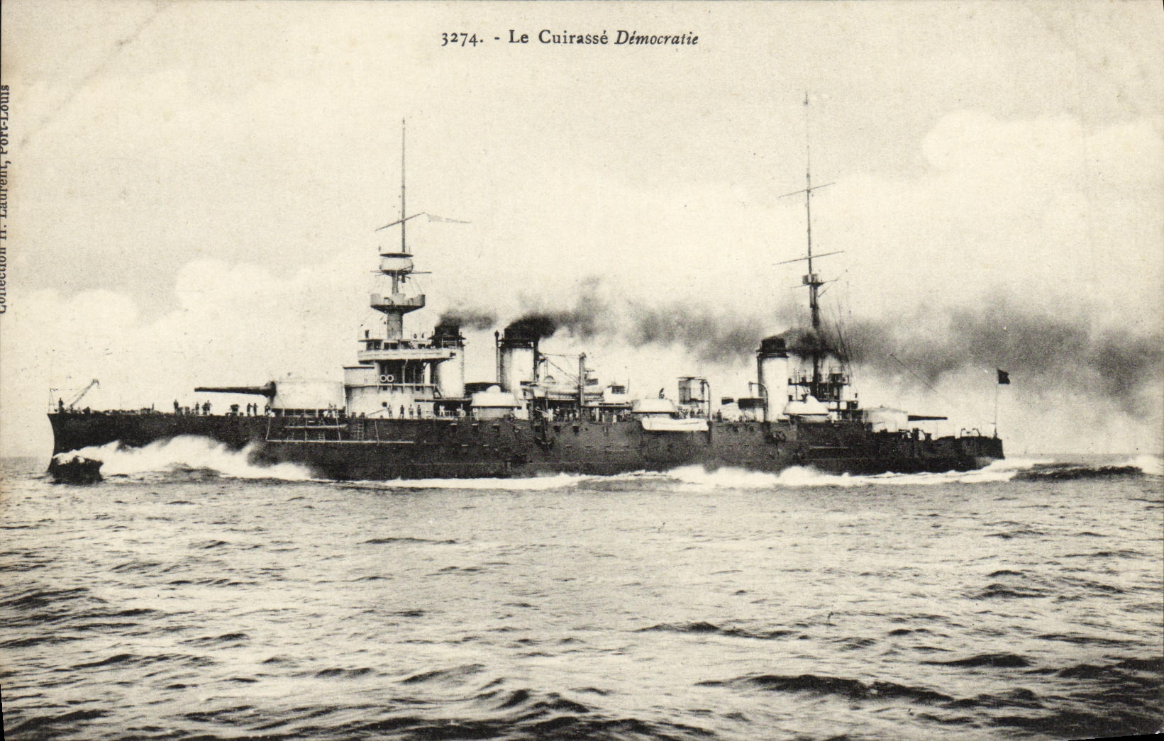 Le Cuirassé Démocratie — Bateau de guerre en mer — Collection H. Laurent, n° 3274
