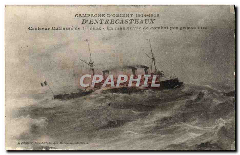 CPA Bateau Guerre D Entrecasteaux Campagne D Orient Croiseur cuirasse de 1er ragn 