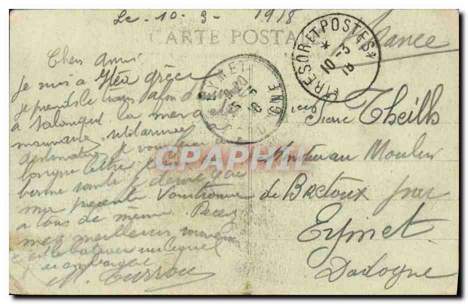 CPA Bateau Guerre D Entrecasteaux Campagne D Orient Croiseur cuirasse de 1er ragn  — Verso