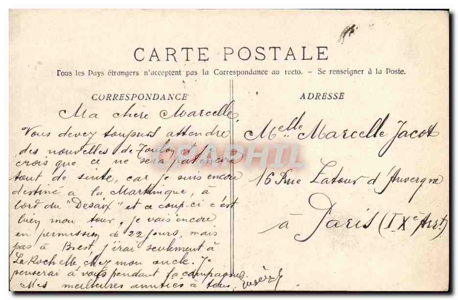 Le "Desaix" — Croiseur-Cuirassé — A. Bougault n°405 — Reverso