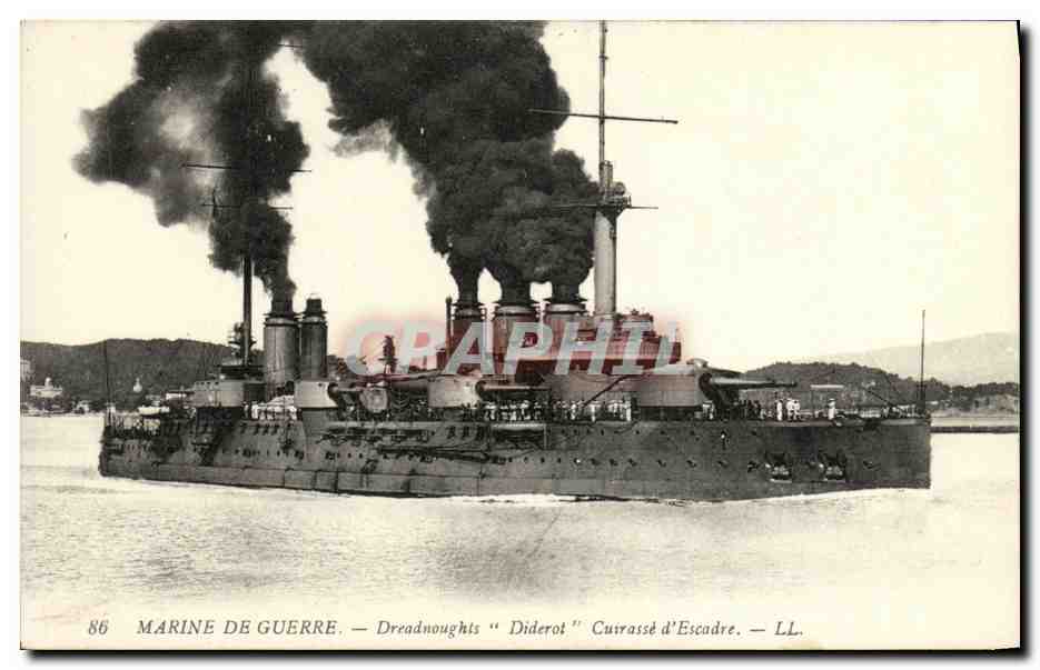 Dreadnought "Diderot" — Cuirassé d'Escadre — LL. — Marine de Guerre