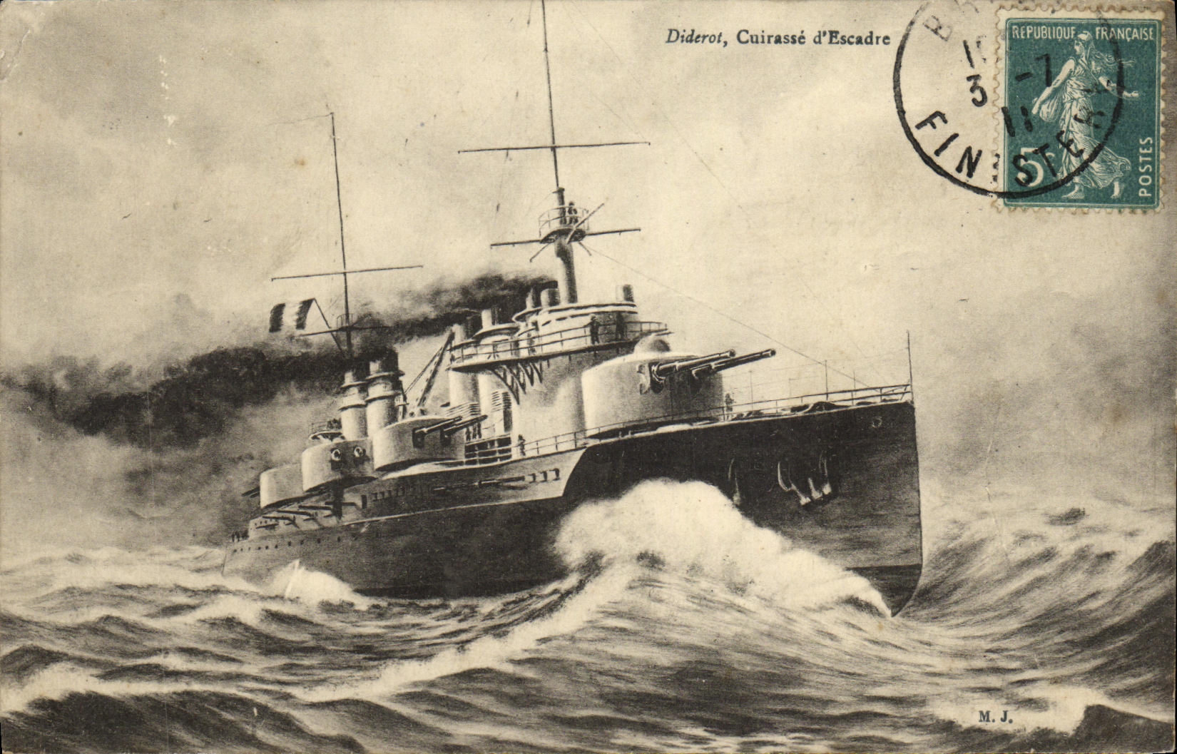 Diderot, Cuirassé d'Escadre — illustration maritime — éditeur M.J.