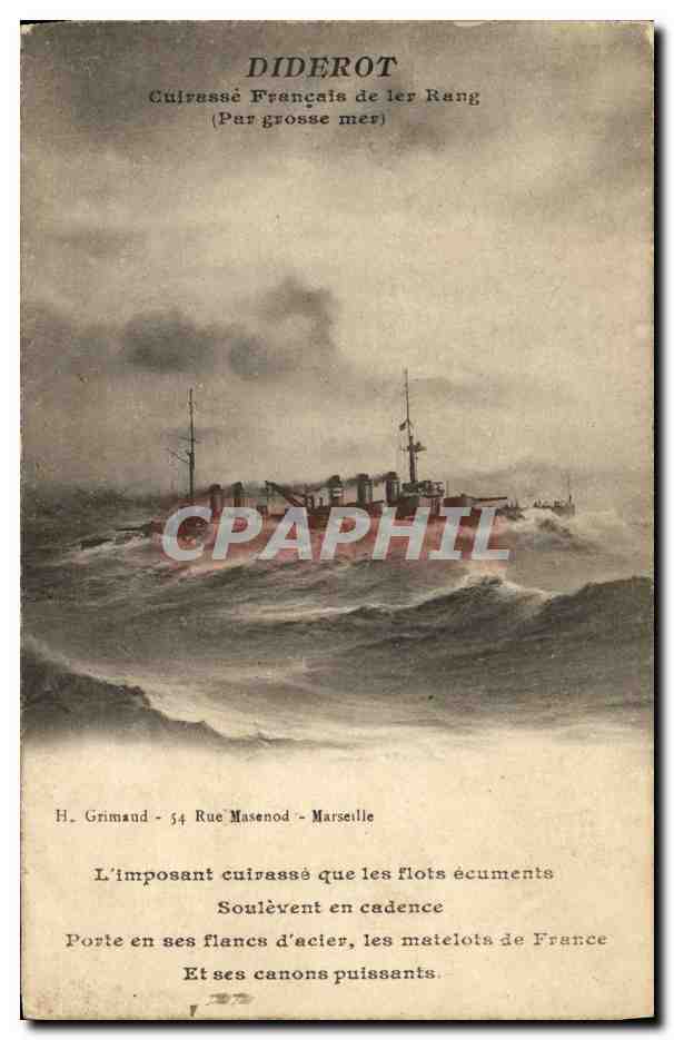 CPA Bateau Guerre Diderot Cuirasse Francais de 1er Rang 