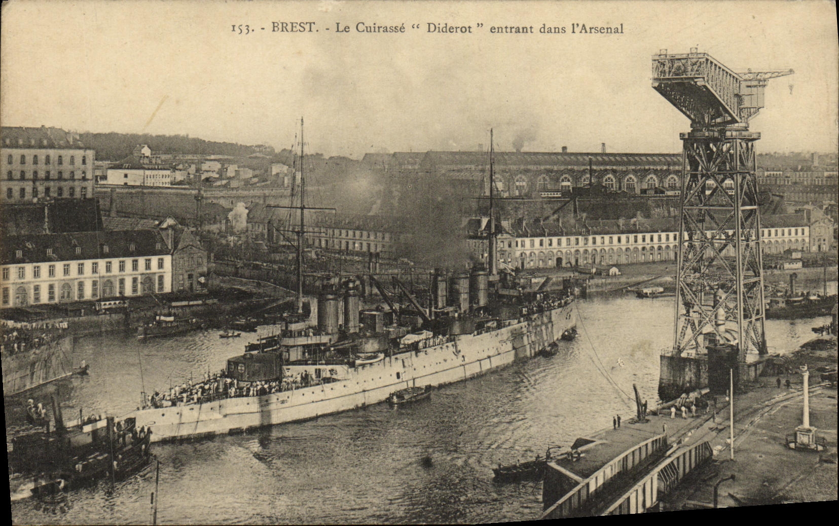 Brest - El acorazado "Diderot" entrando en el arsenal — Editor: , n.º 1553