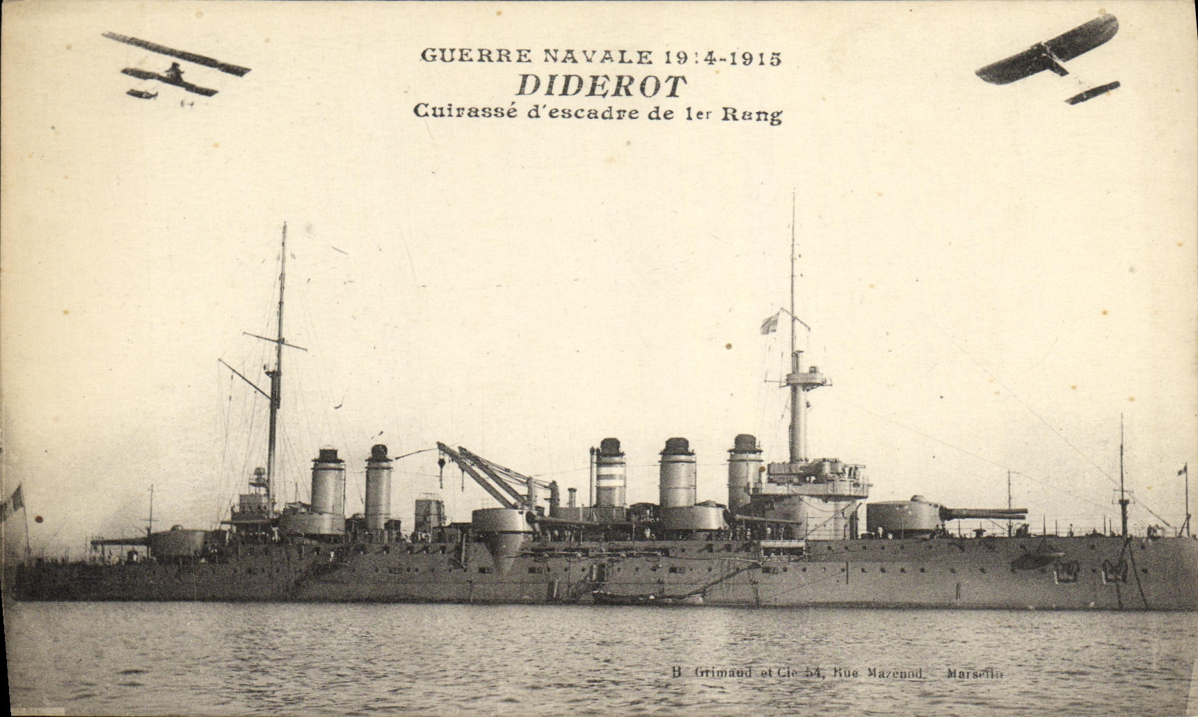 Cuirassé Diderot — Guerre Navale 1914-1915 — B. Grimaud et Cie, Rue Mazenod, Marseille