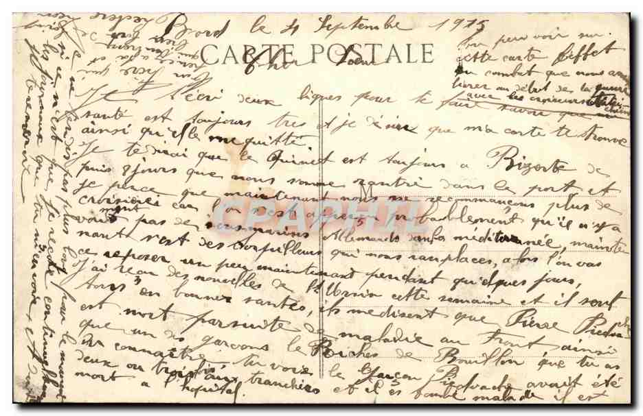 Combat Naval dans l'Adriatique — Le "DIDEROT" Bateau Amiral de la 1re Escadre lachant sa bordée sur le Croiseur Autrichien "ZENTA" coulé devant Antivari (16 Août 1914) — Verso