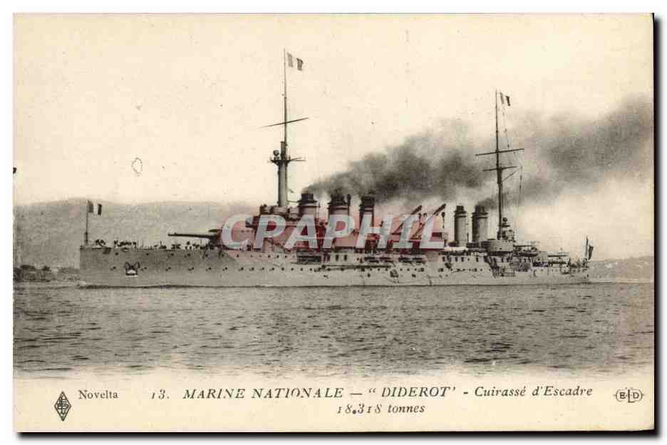 CPA Bateau Guerre Marine Nationale Diderot Cuirasse d Escadre
