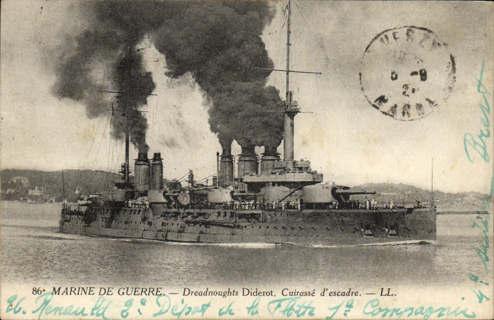 CPA Bateau Guerre Marine De Guerre Dreadnoughts Diderot Cuirasse