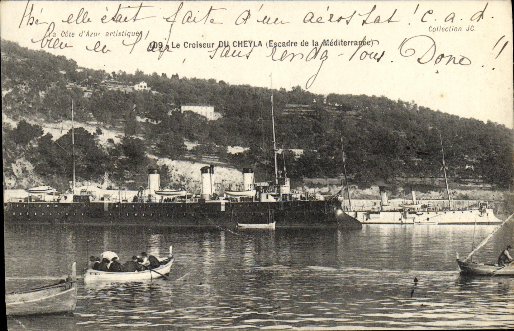CPA Bateau Guerre Le Croiseur Du Cheyla Escadre de la Mediterranee