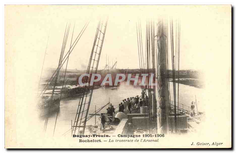 Duguy-Trouin — Campagne 1905-1906 — La traversée de l'Arsenal — J. Geiser, Alger