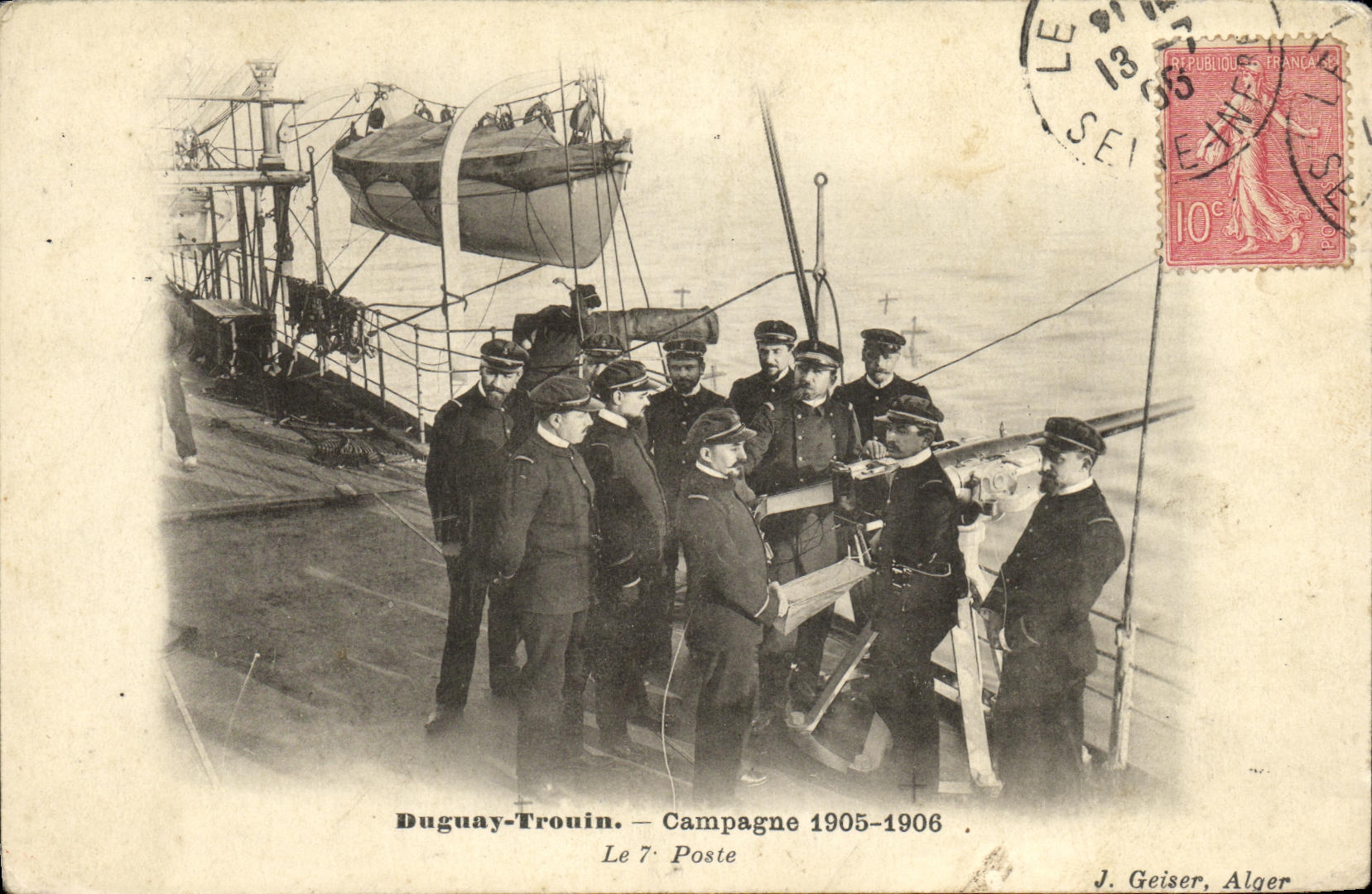CPA Bateau Guerre Duguay Trouin Campagne 1905 1906 Le 7eme poste