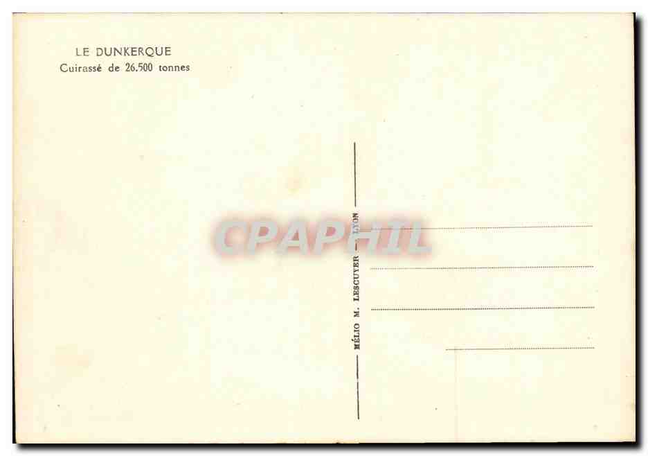 CPA Bateau Guerre Le Dunkerque — Rückseite