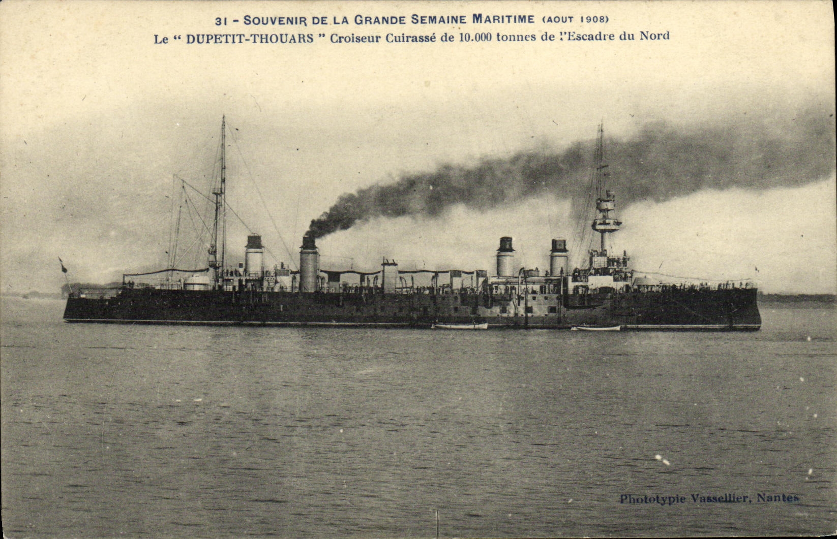 Le "Dupetit-Thouars" — Croiseur cuirassé de l'Escadre du Nord — Phototypie Vassellier, Nantes