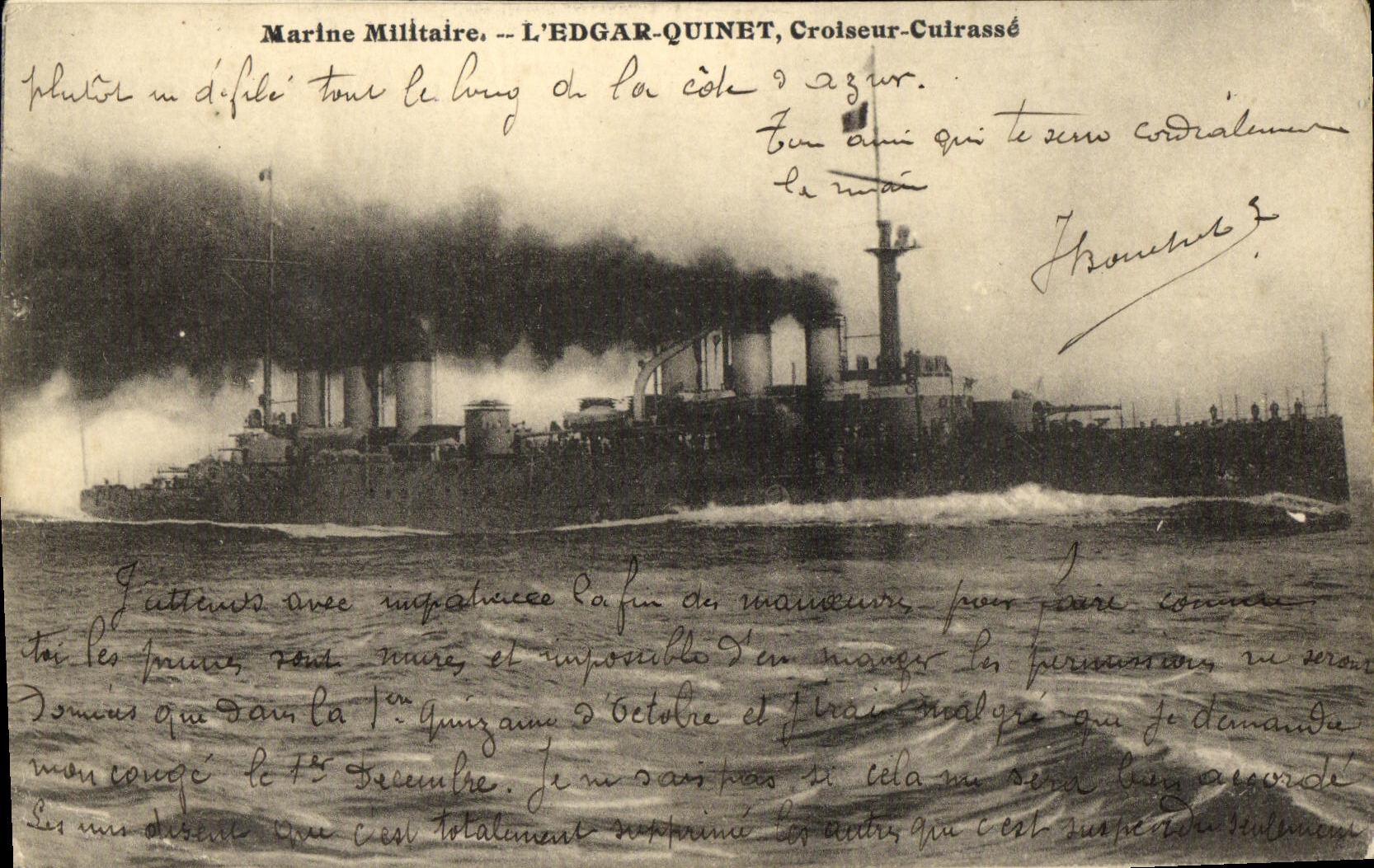 CPA Bateau Guerre Marine de Guerre Edgard Quinet Croiseur Cuirasse