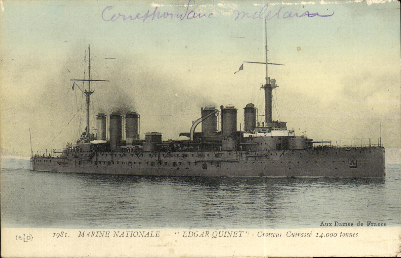 CPA Bateau Guerre Marine Nationale Edgar Quinet Croiseur Cuirasse