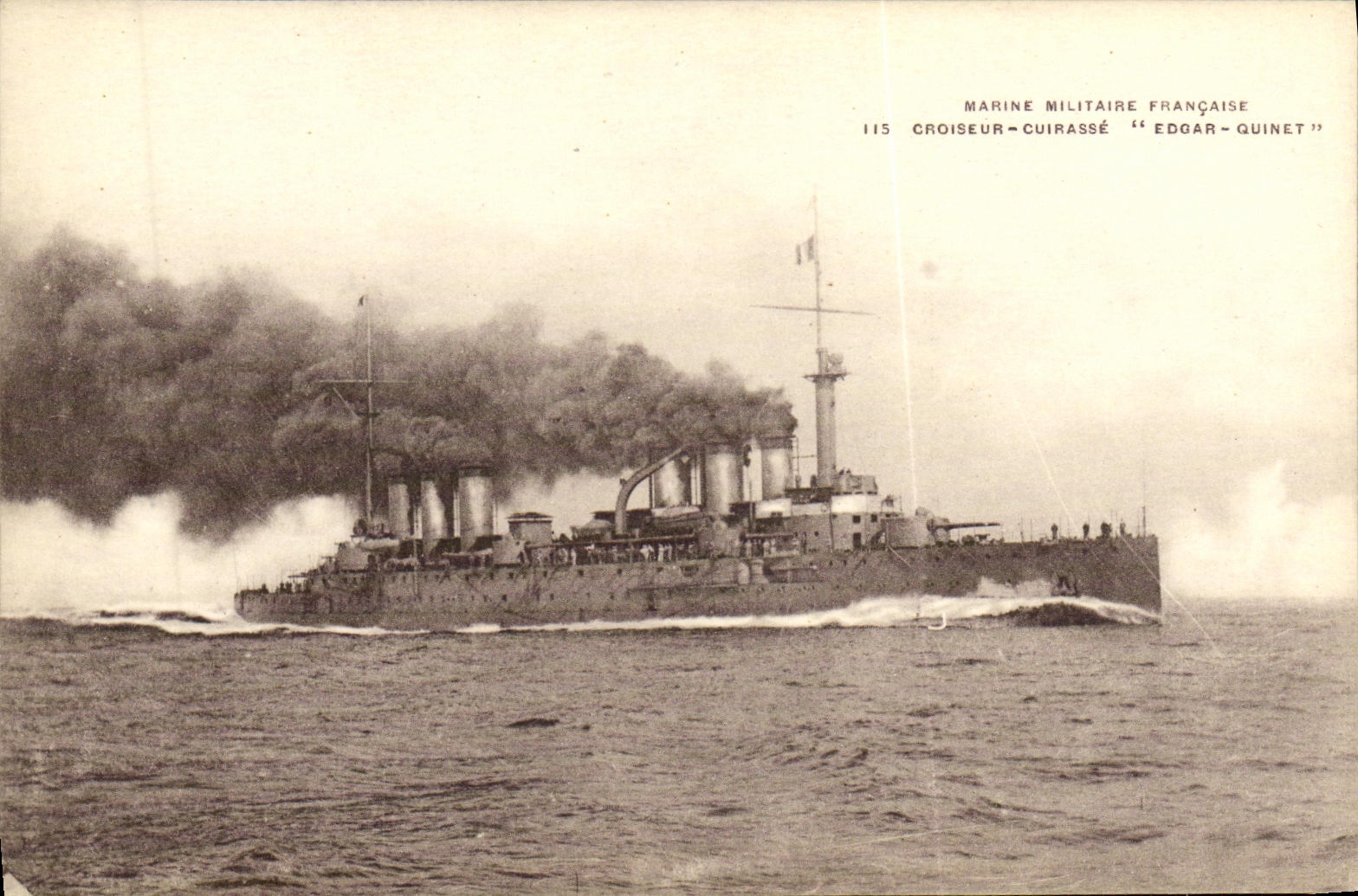 Croiseur cuirassé Edgar Quinet — Marine militaire française — Éditeur : Établissements Impressionnés Typiques, Toulon