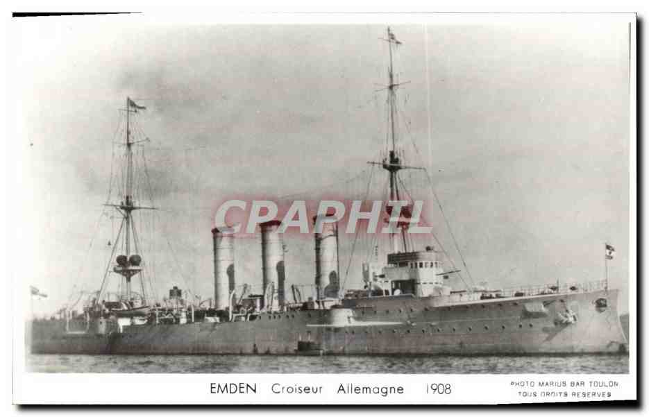 CPM Bateau Guerre Emden Croiseur Allemagne 1908