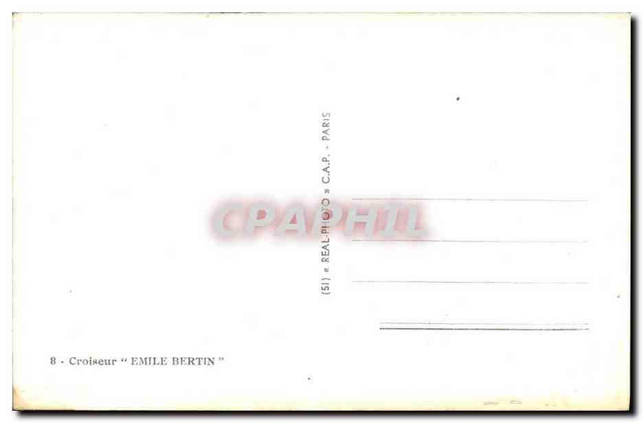 CPM Bateau Guerre Marine Croiseur Emile Bertin — Verso