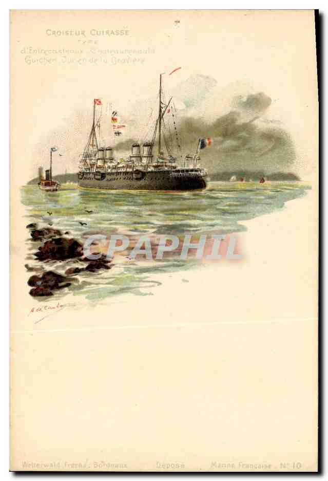 CPA Bateau Guerre Marine Francaise Le D Entrecasteaux Croiseur Cuirasse