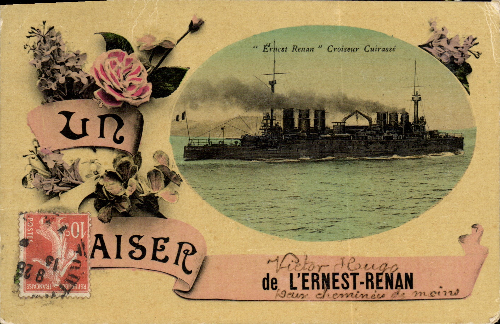 CPA Bateau Guerre L Ernest Renan de Victor Hugo