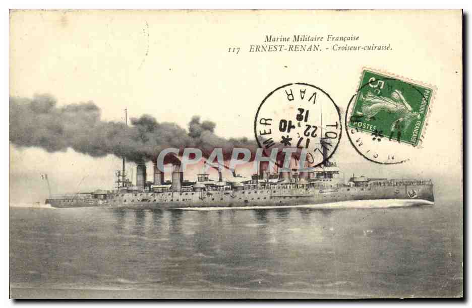 Croiseur-cuirassé Ernest-Renan — Marine Militaire Française — Éditeur : Imp. Phot. Marius Bar, Toulon