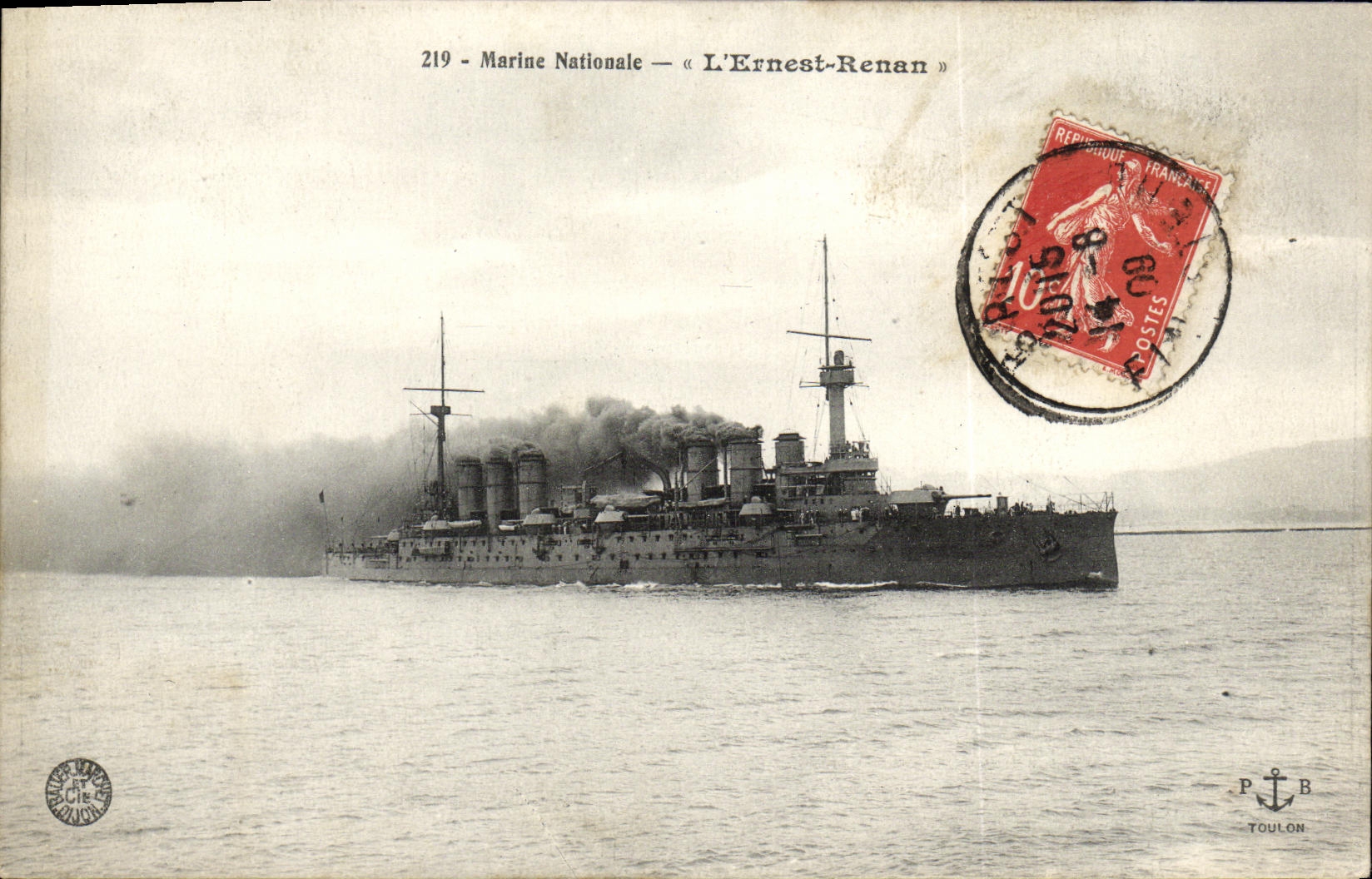 L'Ernest-Renán — Croiseur de la Marine Nationale — Éditeur P. B. Toulon, n° 219